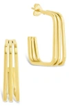 Sterling Forever Davina Square Triple Hoop Earrings In Gold