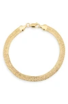 Sterling Forever Dawn Textured Herringbone Bracelet In Gold