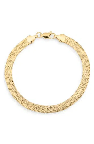Sterling Forever Dawn Textured Herringbone Bracelet In Gold