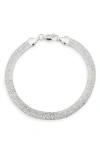 Sterling Forever Dawn Textured Herringbone Bracelet In Silver