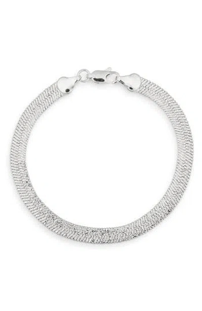 Sterling Forever Dawn Textured Herringbone Bracelet In Silver