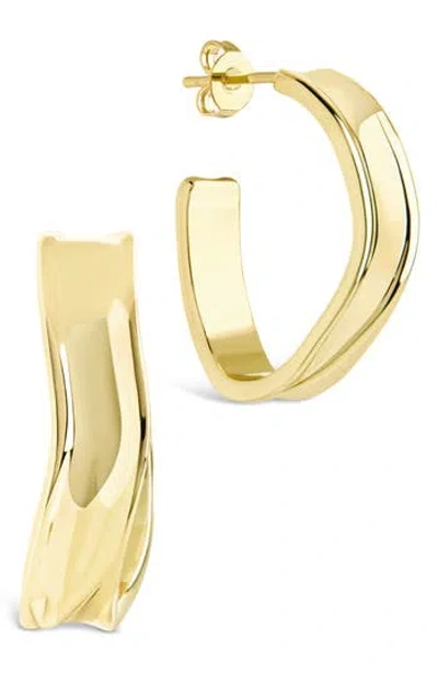 Sterling Forever Dayton Abstract Twist Hoop Earrings In Gold