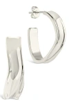 Sterling Forever Dayton Abstract Twist Hoop Earrings In Silver
