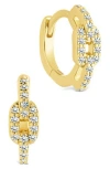 Sterling Forever Deborah Cubic Zirconia Buckle Huggie Hoop Earrings In Gold