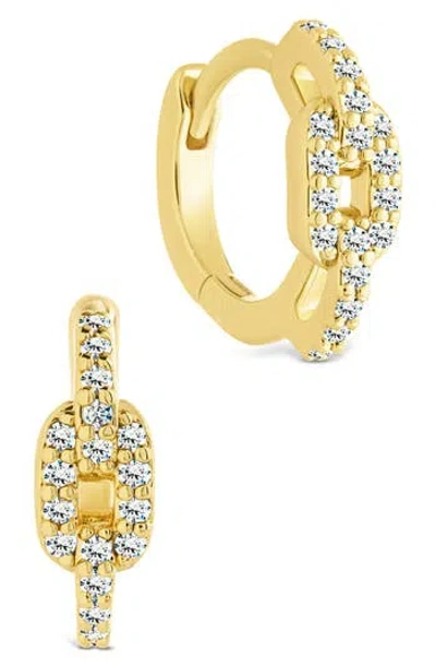 Sterling Forever Deborah Cubic Zirconia Buckle Huggie Hoop Earrings In Gold