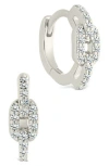 Sterling Forever Deborah Cubic Zirconia Buckle Huggie Hoop Earrings In Metallic