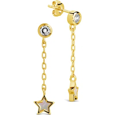 STERLING FOREVER STERLING FOREVER DEJA CUBIC ZIRCONIA & MOTHER-OF-PEARL STAR DROP EARRINGS