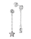 Sterling Forever Deja Cz & Moonstone Star Drop Stud Earrings In Silver