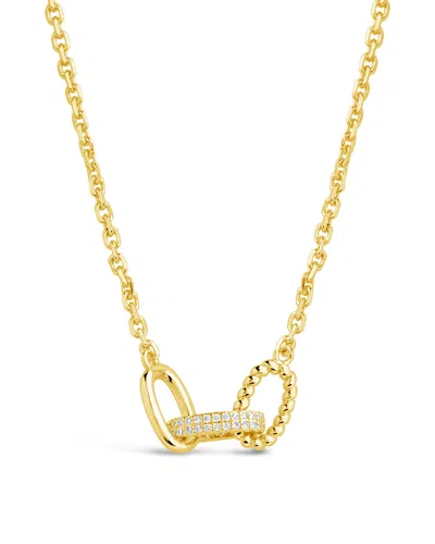 Sterling Forever Journi Cz Interlocking Chain Pendant Necklace In Gold