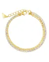 Sterling Forever Delicate Chain & Cz Bracelet In Gold