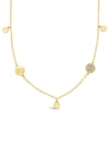 Sterling Forever Delicate Cubic Zirconia Disc Station Necklace In Gold
