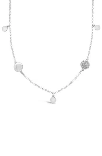Sterling Forever Delicate Cubic Zirconia Disc Station Necklace In Silver