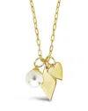 Sterling Forever Delicate Sterling Silver Pearl & Charm Chain Necklace In Gold