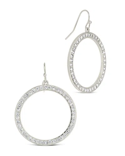 STERLING FOREVER DELLA CZ CIRCLE DANGLE EARRINGS