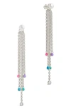 Sterling Forever Delmare Imitation Pearl Linear Drop Earrings In Silver