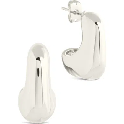 Sterling Forever Demi Chunky Molten Hoop Earrings In Silver