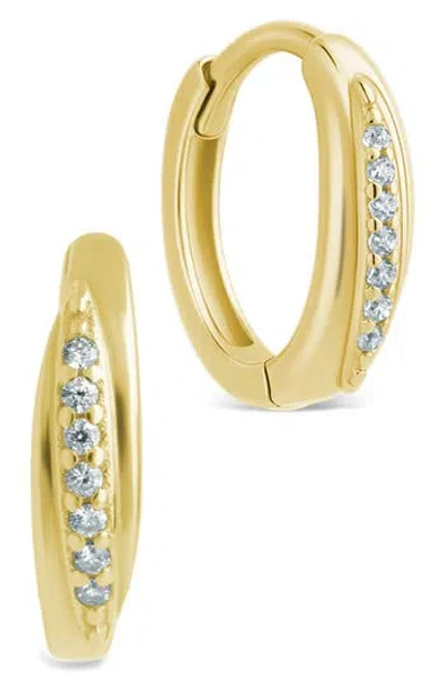 Sterling Forever Denise Cubic Zirconia Pavé Huggie Hoop Earrings In Gold