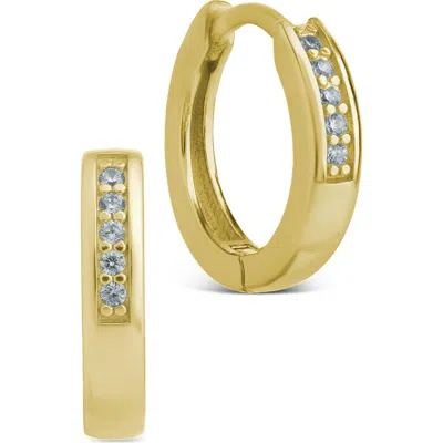 Sterling Forever Desiree Pavé Huggie Hoop Earrings In Gold