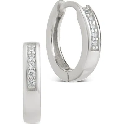 Sterling Forever Desiree Pavé Huggie Hoop Earrings In Silver
