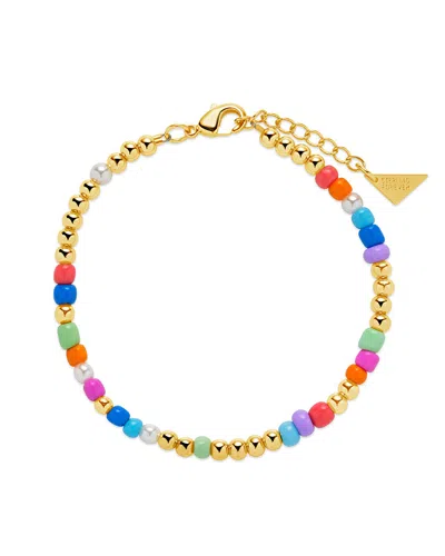 Sterling Forever Devyn Beaded Bracelet In Gold