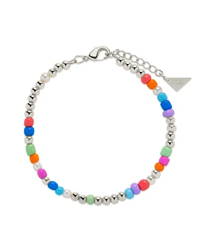 Sterling Forever Devyn Beaded Bracelet In Silver
