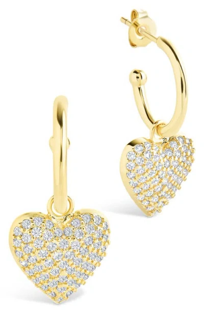 Sterling Forever Disco Heart Hoop Earrings In Gold