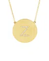 Sterling Forever Dnu Discontinued  14k Over Silver Cz Round Initial Pendant Necklace (a-z) In Gold