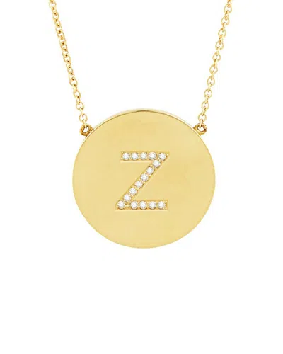Sterling Forever Dnu Discontinued  14k Over Silver Cz Round Initial Pendant Necklace (a-z) In Gold