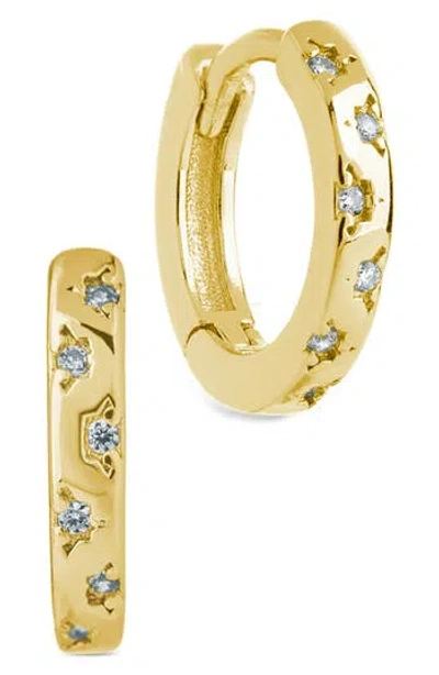 Sterling Forever Domenica Celestial Charm Huggie Hoop Earrings In Gold