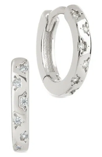 Sterling Forever Domenica Celestial Charm Huggie Hoop Earrings In Metallic