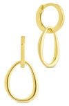 Sterling Forever Dorothy Simple Polished Interlock Drop Earrings In Gold