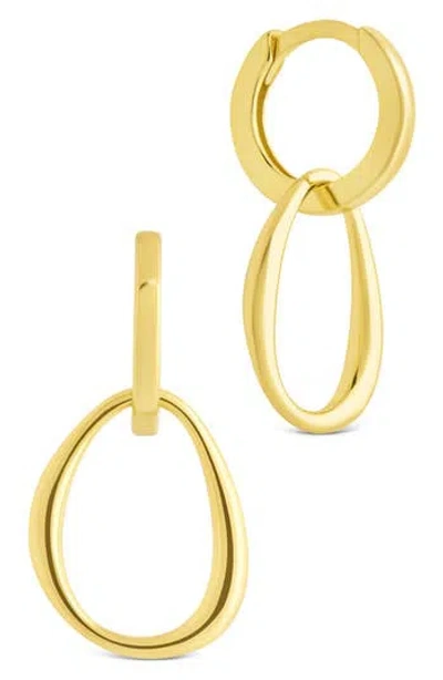 Sterling Forever Dorothy Simple Polished Interlock Drop Earrings In Gold