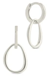Sterling Forever Dorothy Simple Polished Interlock Drop Earrings In Metallic