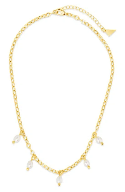 Sterling Forever Dottie Pearl Choker Necklace In Gold