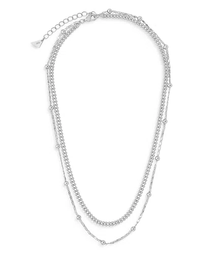 Sterling Forever Double Layer Beaded Chain Necklace, 16 In Silver