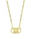 Sterling Forever Double Padlock Cubic Zirconia Pendant Necklace In Gold