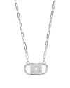 Sterling Forever Rhodium Plated Cz Double Padlock Pendant Necklace