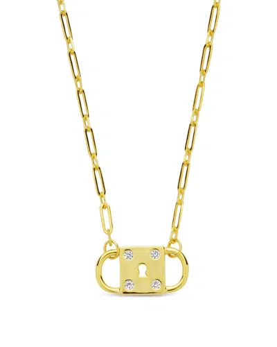 Sterling Forever Double Padlock Pendant In Gold