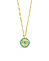 Sterling Forever Drew Turquoise Cz Pendant Necklace In Gold