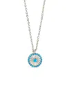 Sterling Forever Drew Turquoise Cz Pendant Necklace In Silver