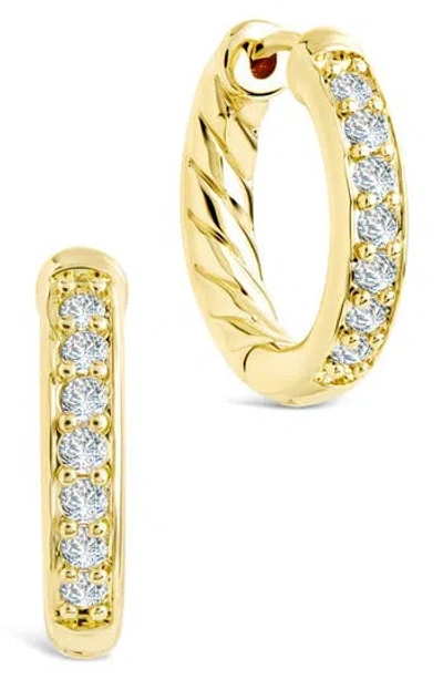 Sterling Forever Dylan Cubic Zirconia Micro Hoop Earrings In Gold
