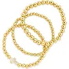Sterling Forever Set Of 3 Arden Mother-of-pearl Cross Beaded Bracelets In Gold