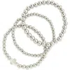 Sterling Forever Eden Set Of 3 Beaded Cross Bracelets In Silver