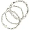 Sterling Forever Eden Set Of 3 Mother-of-pearl Cross Beaded Stretch Bracelets In Silver