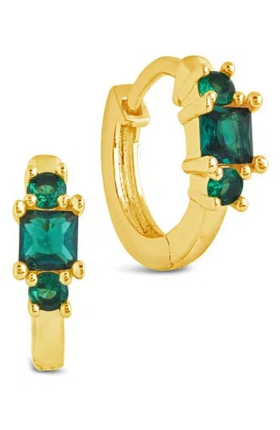 Sterling Forever Edie Cubic Zirconia Huggie Hoop Earrings In Gold