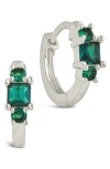 Sterling Forever Edie Cubic Zirconia Huggie Hoop Earrings In Silver