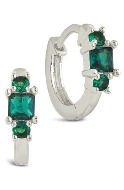 Sterling Forever Edie Cubic Zirconia Huggie Hoop Earrings In Silver