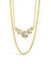 Sterling Forever Eileen Cz Bezel Layered Chain Necklace In Gold