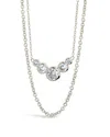 Sterling Forever Eileen Cz Bezel Layered Chain Necklace In Metallic