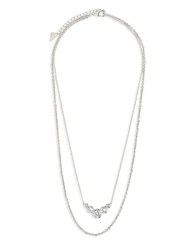 Sterling Forever Cubic Zirconia Eileen Layered Necklace In Silver